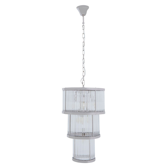 Salas Small Ribbed Pattern 3 Tier Chandelier Light In Nickel
