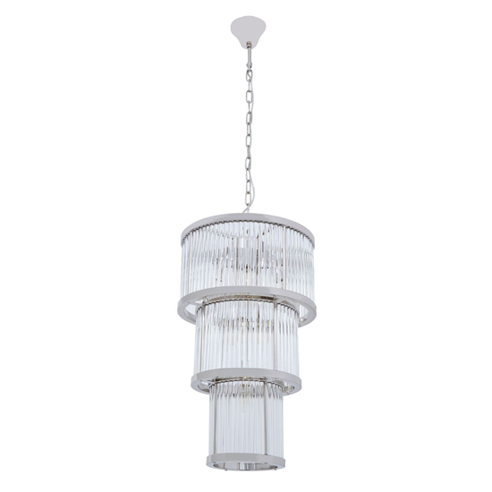 Salas Small Ribbed Pattern 3 Tier Chandelier Light In Nickel