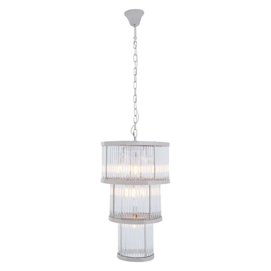 Salas Small Ribbed Pattern 3 Tier Chandelier Light In Nickel