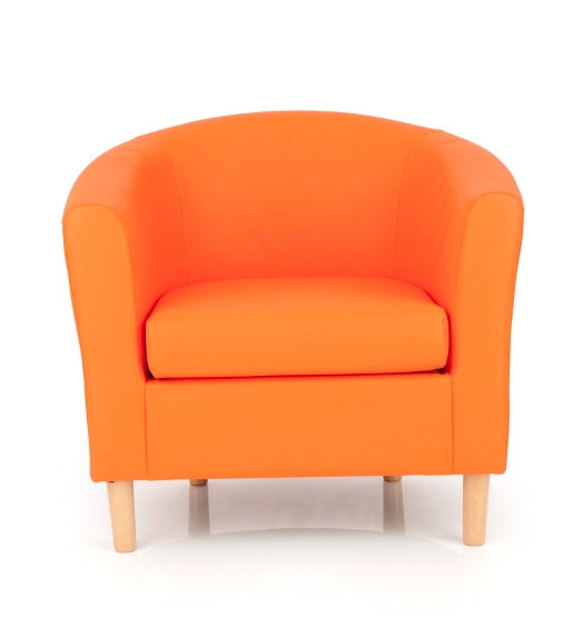 Upholstered Faux Leather Orange Tub Chair