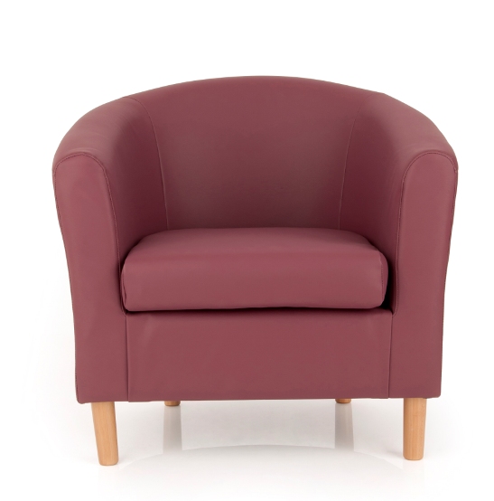 Upholstered Plum Faux Leather Tub Chair 20209