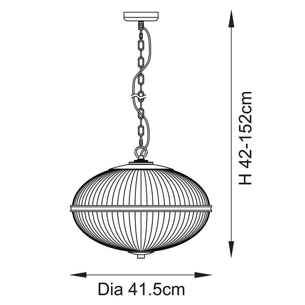 Salem 3 Light Ribbed Glass Pendant Ceiling Light In Vintage Brass