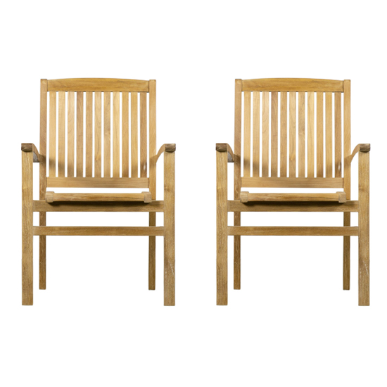 Read more about Salem outdoor natural teak wood stackable dining chairs in pair
