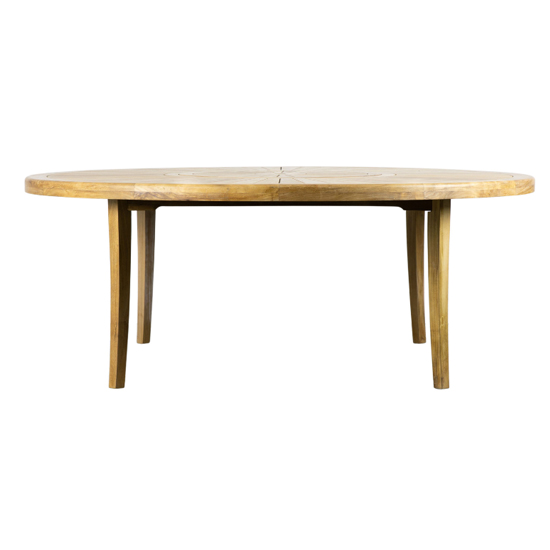Salem Round Outdoor Teak Wood Dining Table In Natural_1