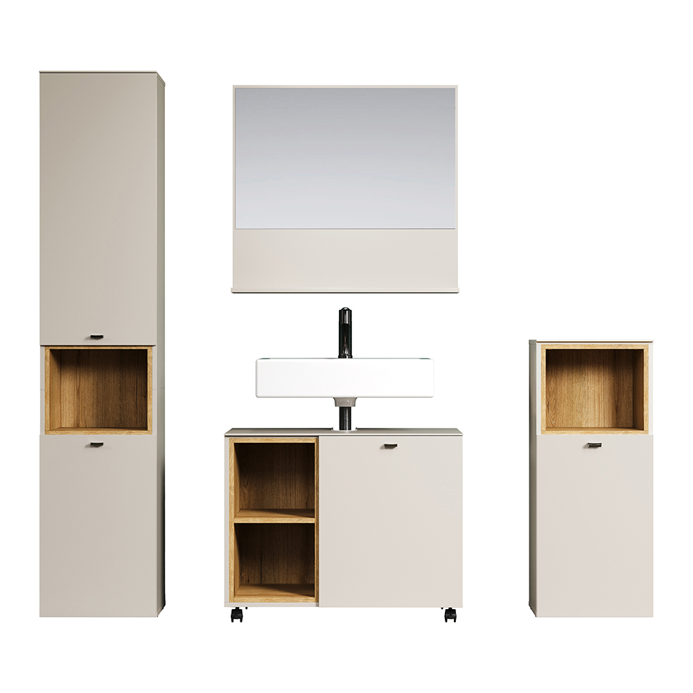 Salem Wooden Bathroom Furniture Set in Cashmere and Evoke Oak