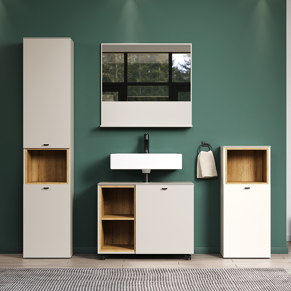 Salem Wooden Bathroom Furniture Set in Cashmere and Evoke Oak