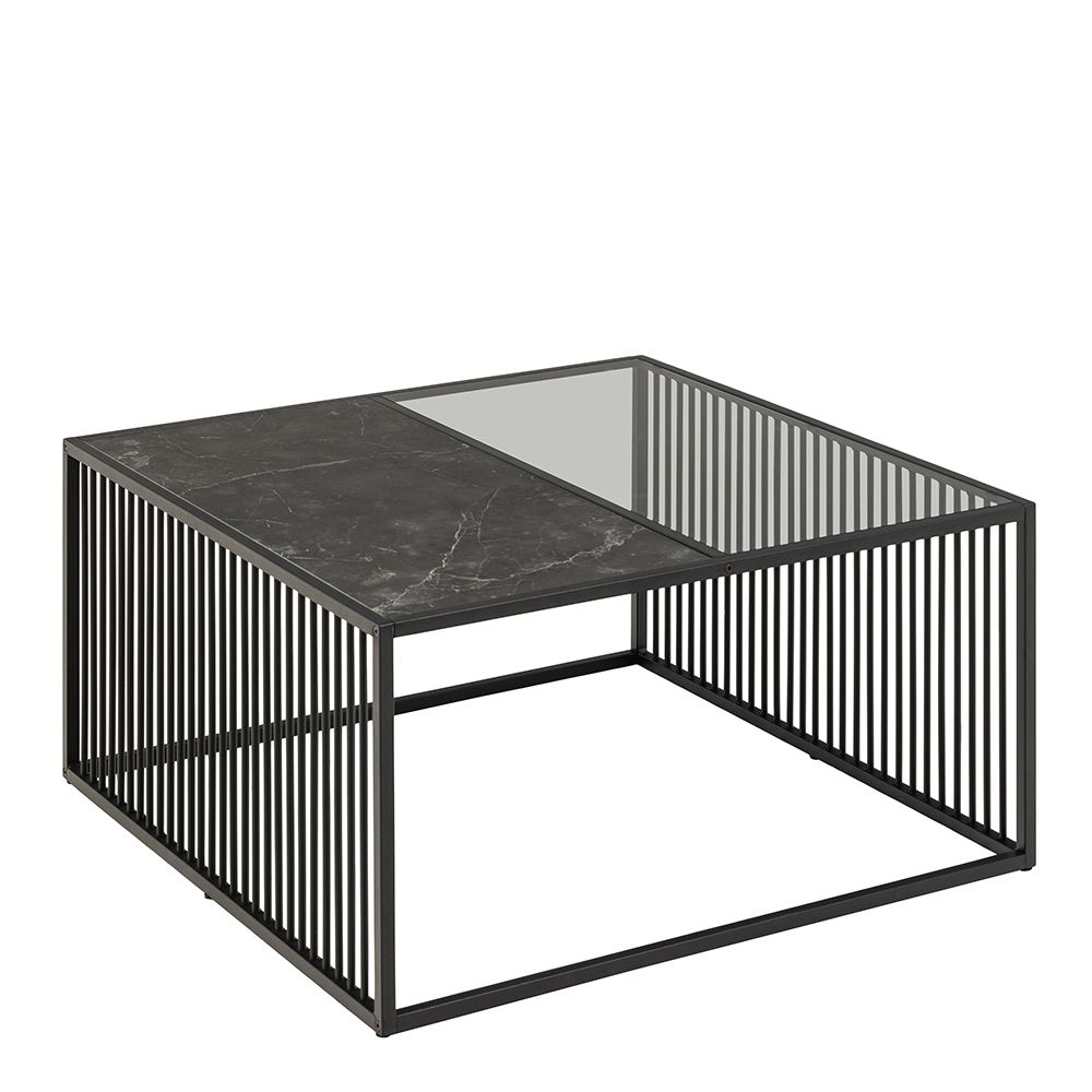 Salem Wooden And Glass Coffee Tables Square In Black