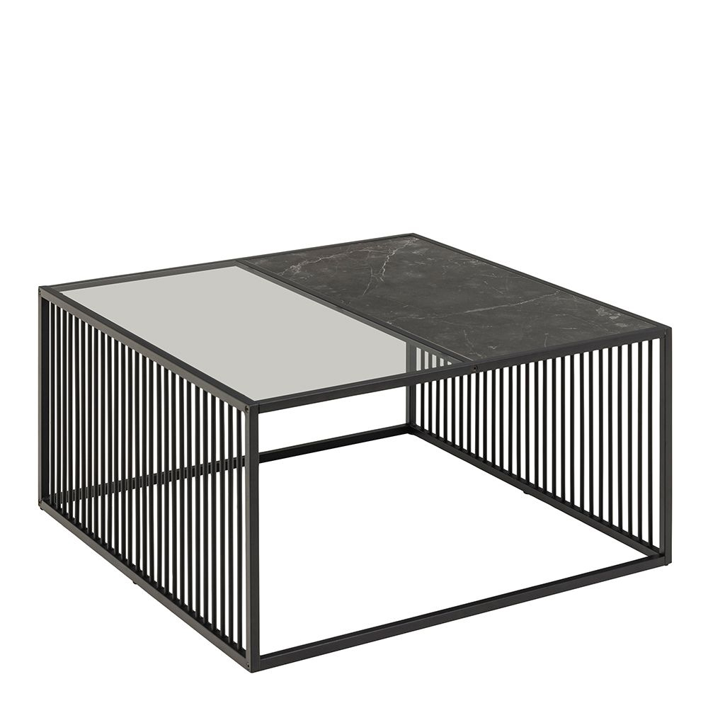 Salem Wooden And Glass Coffee Tables Square In Black
