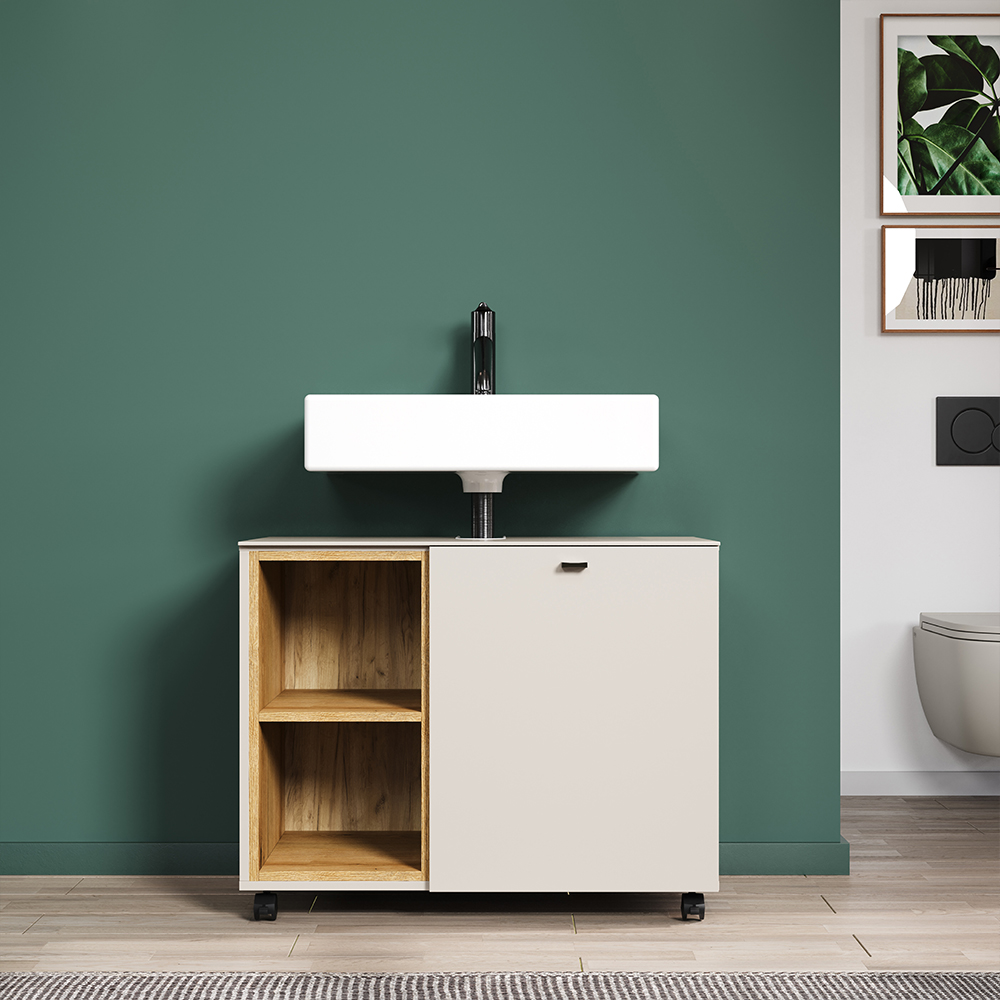 Salem Wooden Bathroom Furniture Set in Cashmere and Evoke Oak