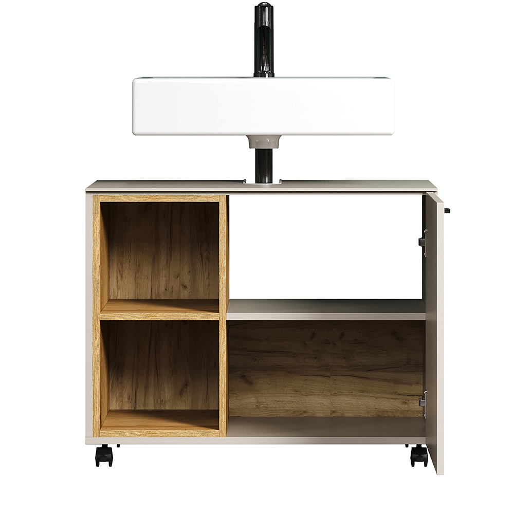 Salem Wooden Bathroom Furniture Set in Cashmere and Evoke Oak