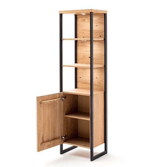 Salerno LED Wooden 1 Door Storage Cabinet In Planked Oak_4