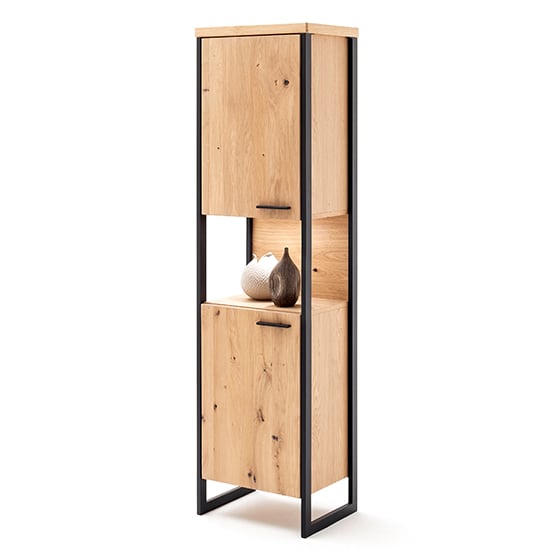 Salerno LED Wooden 2 Doors Storage Cabinet In Planked Oak_2