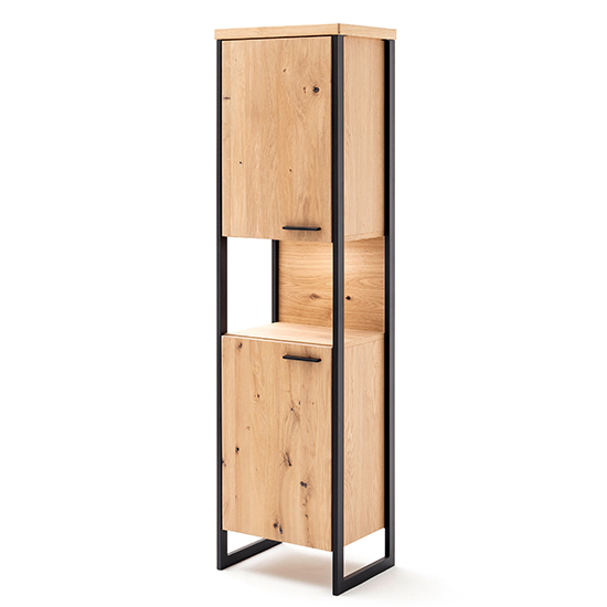 Salerno LED Wooden 2 Doors Storage Cabinet In Planked Oak_3