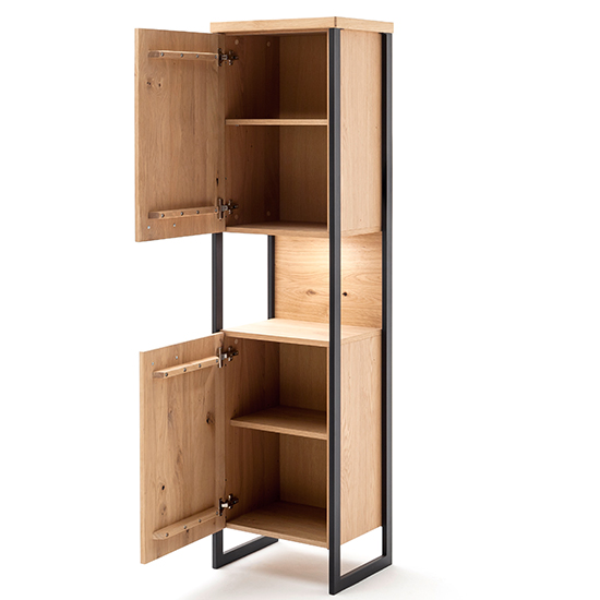 Salerno LED Wooden 2 Doors Storage Cabinet In Planked Oak_4