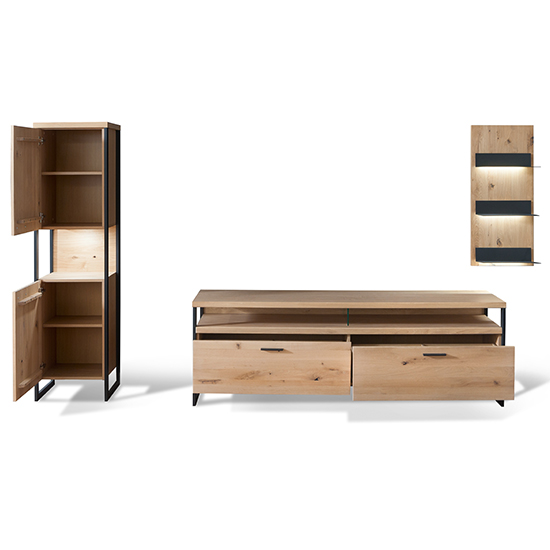 Salerno LED Wooden Living Room Furniture Set 3 In Planked Oak_4
