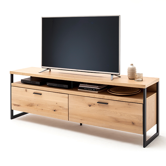 Salerno LED Wooden Living Room Furniture Set 3 In Planked Oak_6
