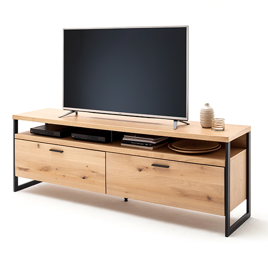 Salerno LED Wooden Living Room Furniture Set 4 In Planked Oak_6