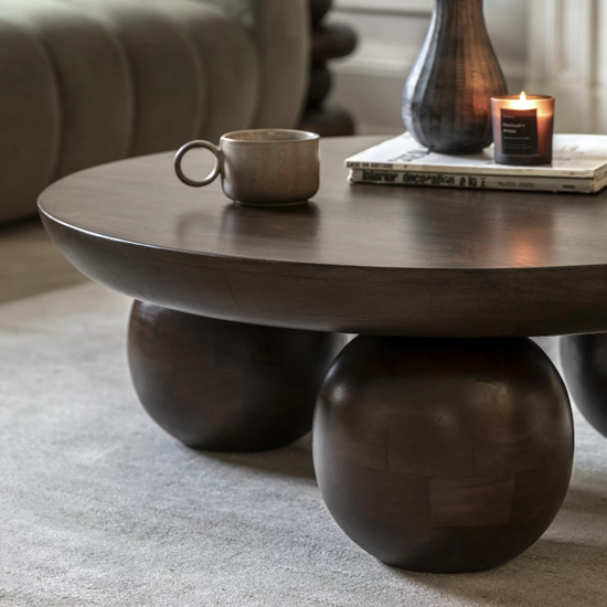 Salerno Wooden Coffee Table Round In Dark Oak
