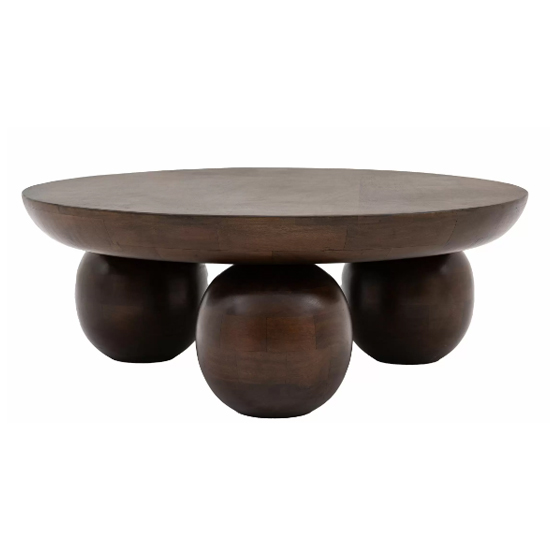 Salerno Wooden Coffee Table Round In Dark Oak