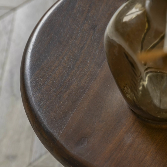 Salerno Mango Wood Side Table Round In Dark Wood