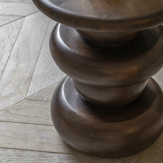 Salerno Mango Wood Side Table Round In Dark Wood