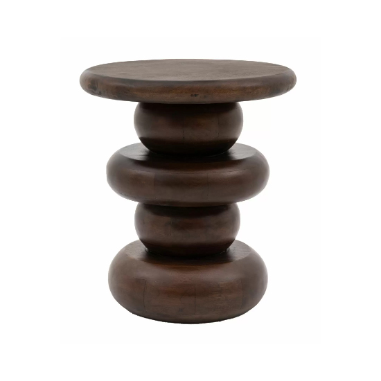 Salerno Mango Wood Side Table Round In Dark Wood