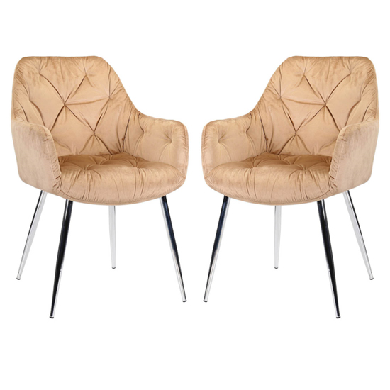 Salford Champagne Velvet Dining Chairs In Pair Furniture in Fashion