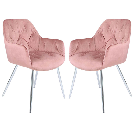 Salford Rose Pink Velvet Dining Chairs In Pair Furniture in Fashion