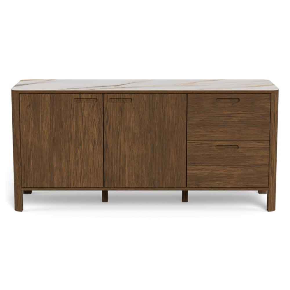 Salida Ceramic Top Sideboard With 2 Doors 2 Drawers - Smoked Oak