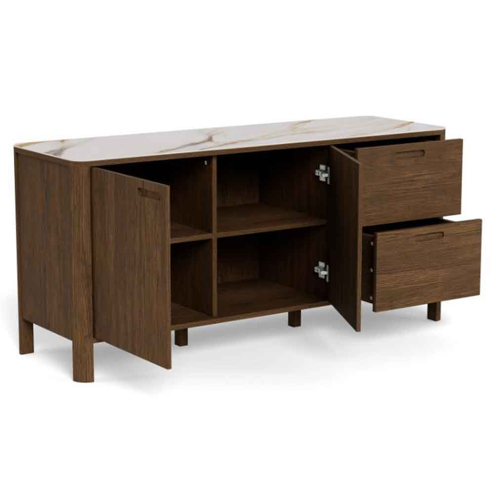 Salida Ceramic Top Sideboard With 2 Doors 2 Drawers - Smoked Oak