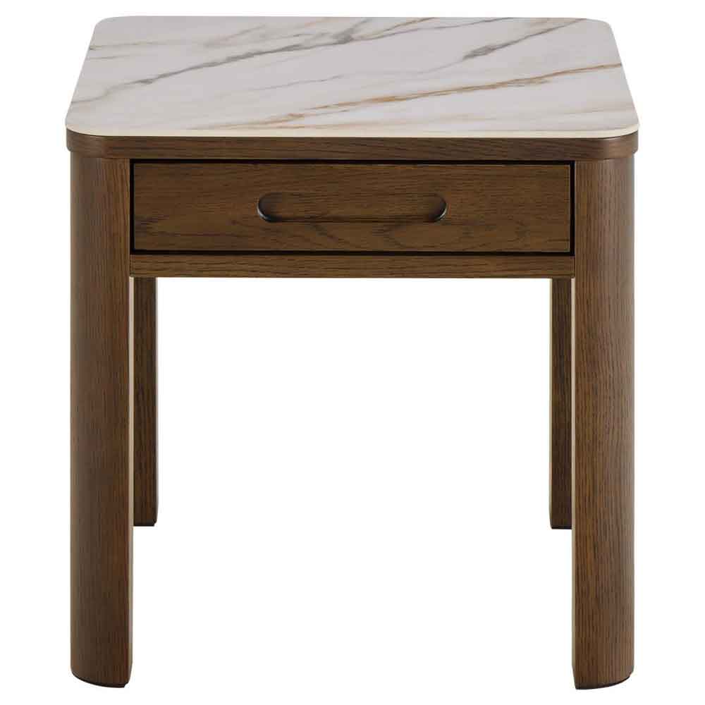 Salida Ceramic Top Square Side Table - Smoked Oak