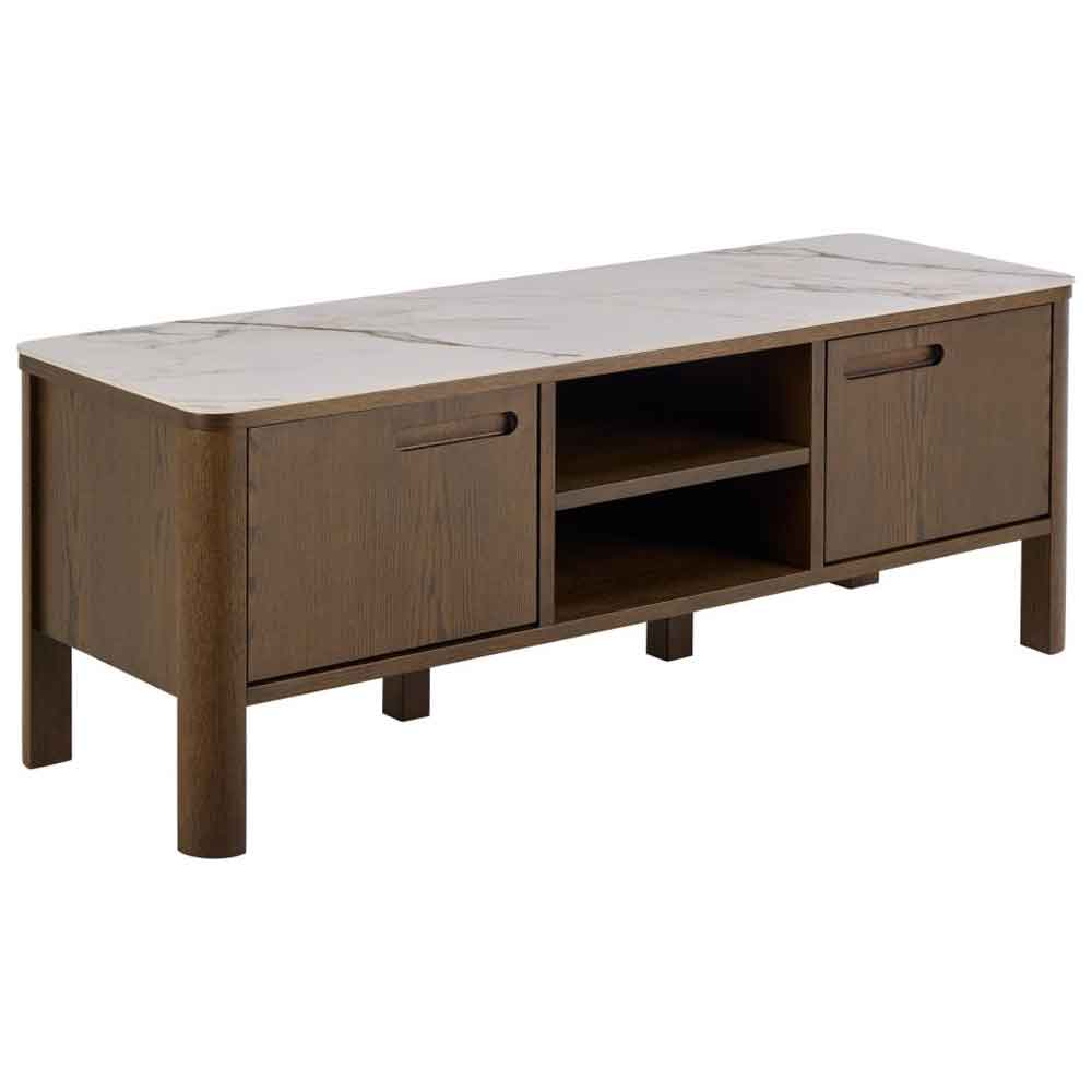 Salida Ceramic Top TV Stand With 2 Doors in Smoked Oak