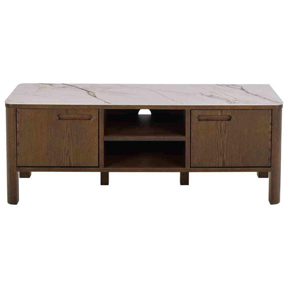Salida Ceramic Top TV Stand With 2 Doors in Smoked Oak