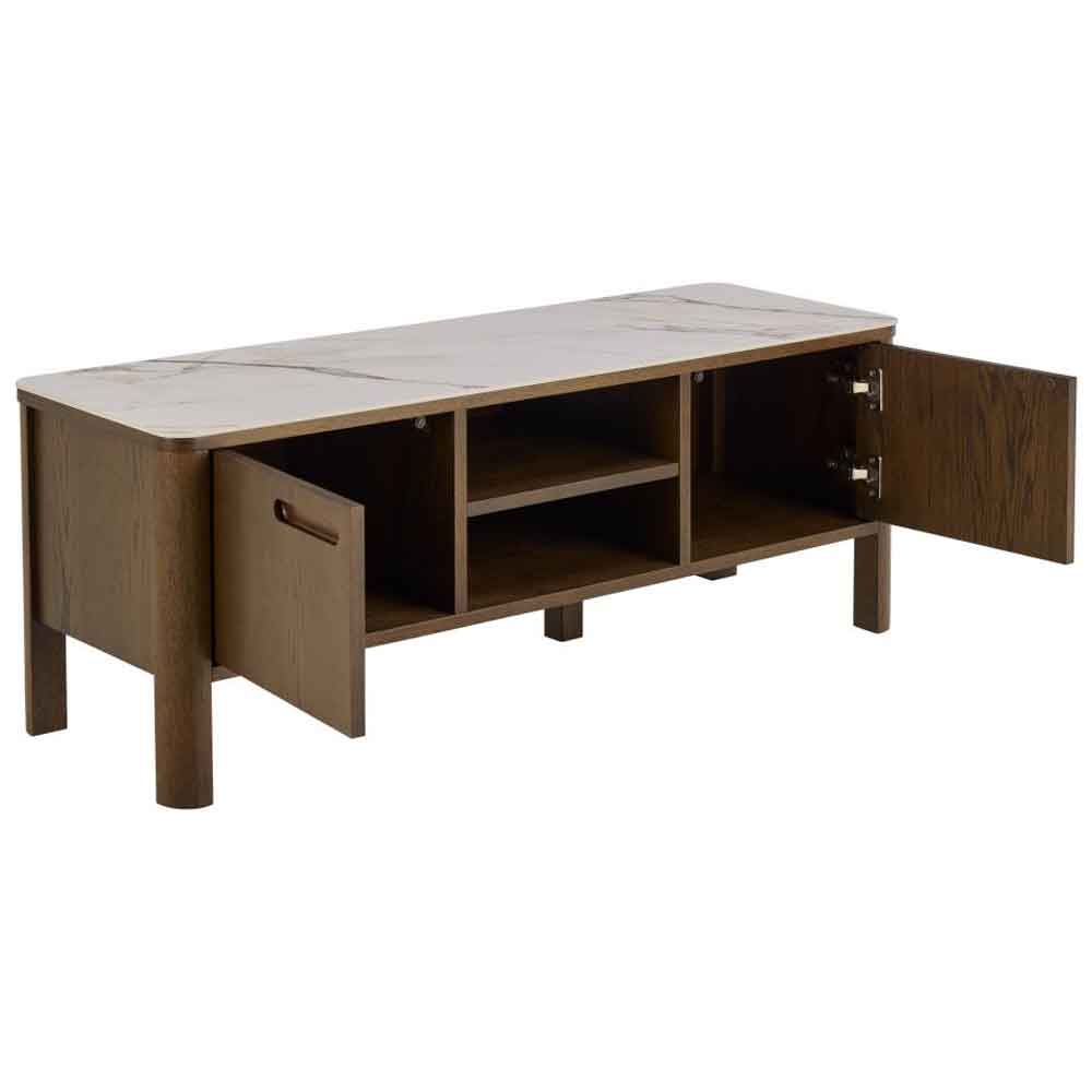 Salida Ceramic Top TV Stand With 2 Doors in Smoked Oak