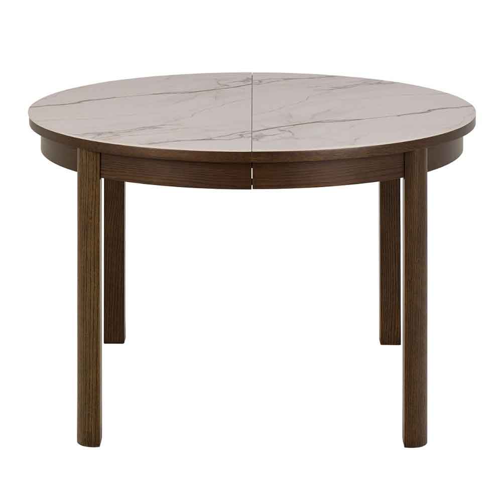 Simcoe White Ceramic Top Round Extending Dining Table - Smoked Oak