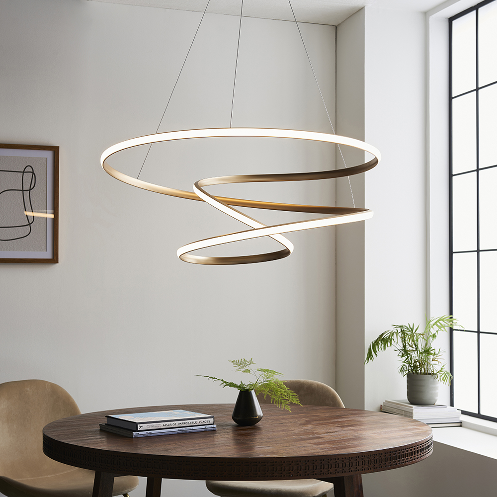 Salina Large Metal Pendant Ceiling Light In Gold