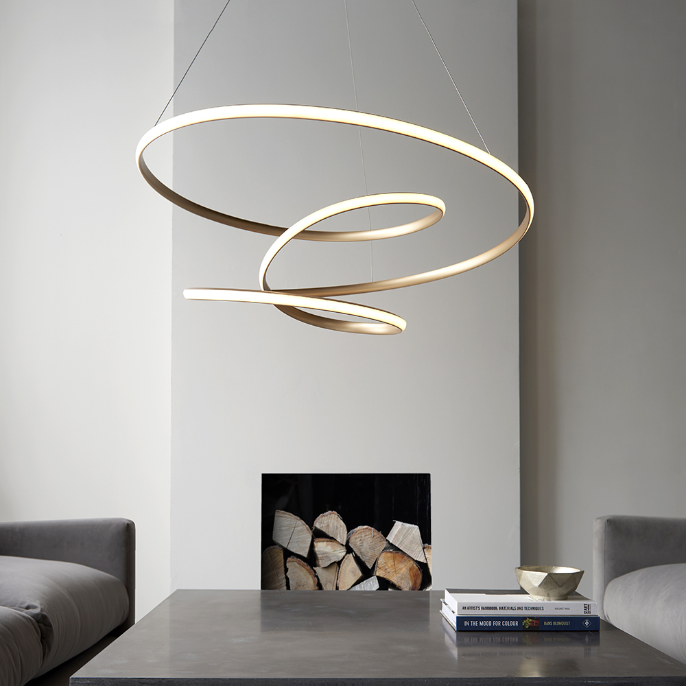 Salina Large Metal Pendant Ceiling Light In Gold