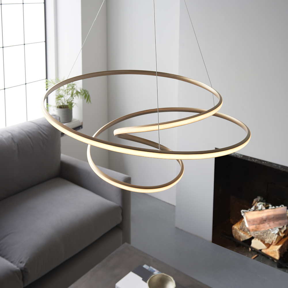 Salina Large Metal Pendant Ceiling Light In Gold