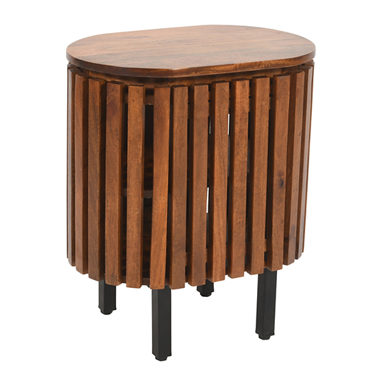 Salina Mango Wood Bedside Cabinet With 1 Door In Walnut