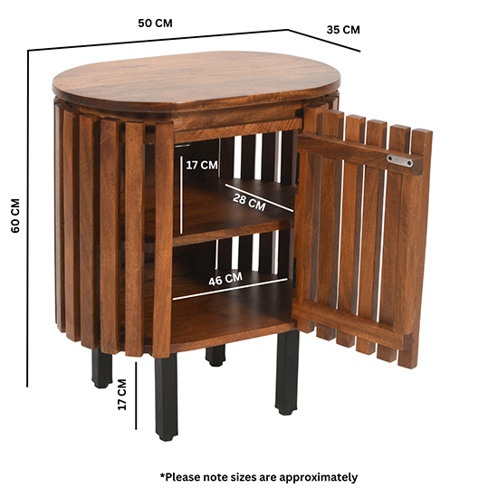 Salina Mango Wood Bedside Cabinet With 1 Door In Walnut