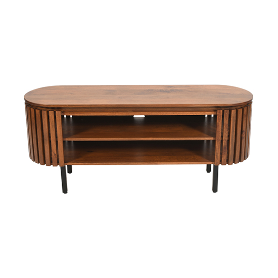 Salina Mango Wood TV Stand With Shelf In Walnut