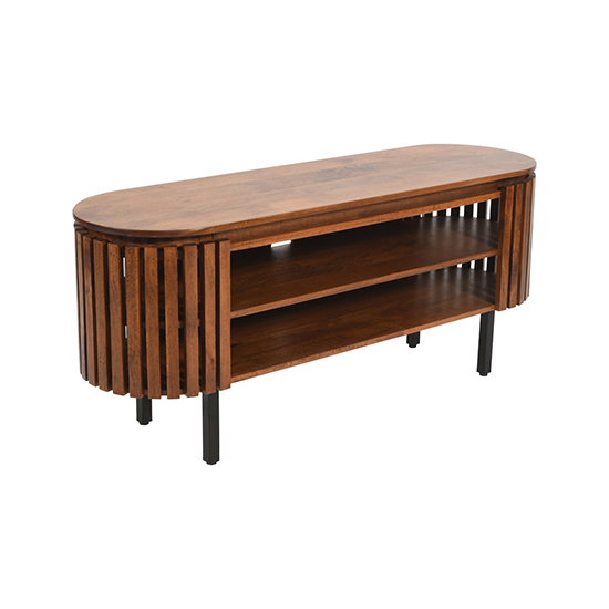Salina Mango Wood TV Stand With Shelf In Walnut