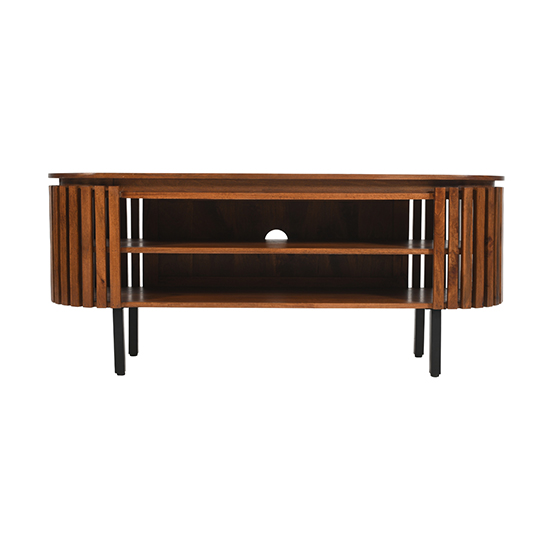 Salina Mango Wood TV Stand With Shelf In Walnut