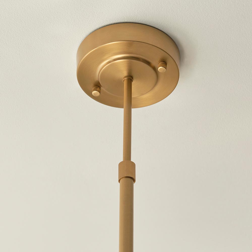 Salinas 5 Light Glass Pendant Ceiling Light In Brushed Aged Brass