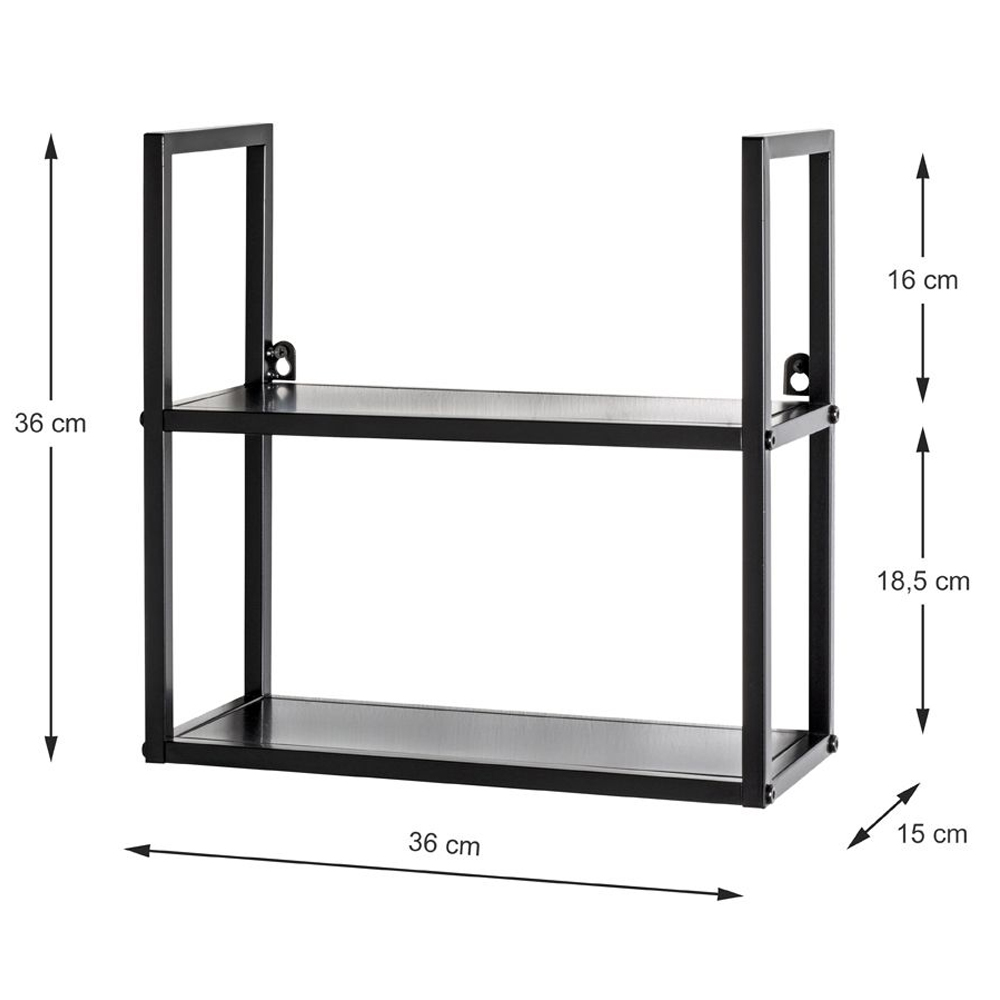 Salinas Steel Wall Shelving Unit With 2 Shelves In Black
