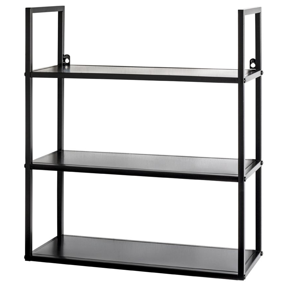 Salinas Steel Wall Shelving Unit With 3 Shelves In Black