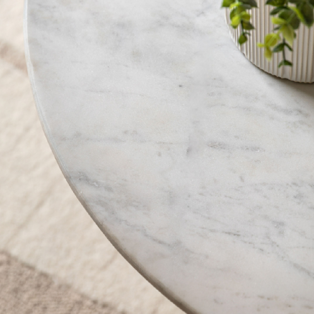 Salinas White Marble Top Coffee Table With Dusk Glass Base