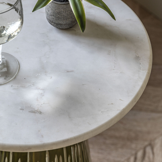 Salinas White Marble Top Side Table Round In Dusk