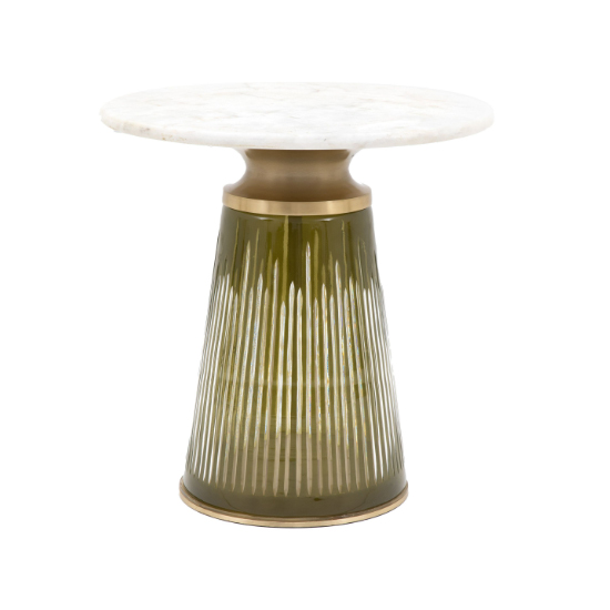 Salinas White Marble Top Side Table Round In Dusk