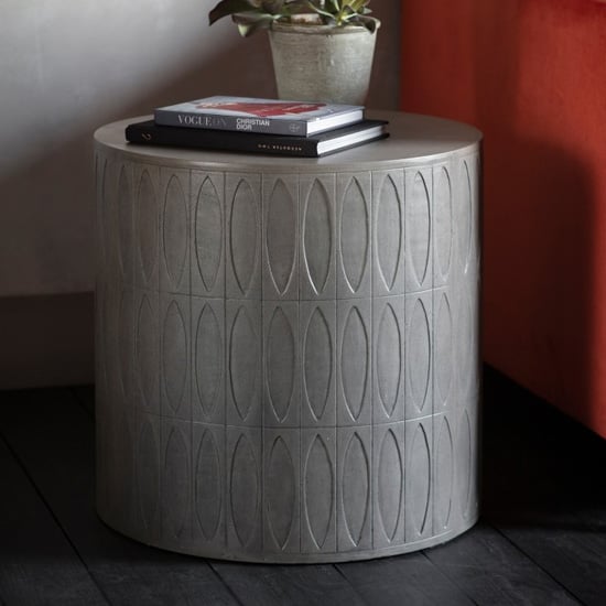 Salisbury Round Wooden Side Table In Grey FiF